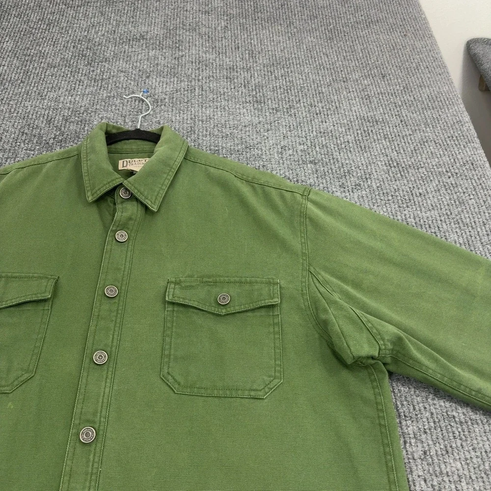 Duluth Trading Co Shirt Jacket Mens XL Tall Green Cotton Canvas Workwear Utility